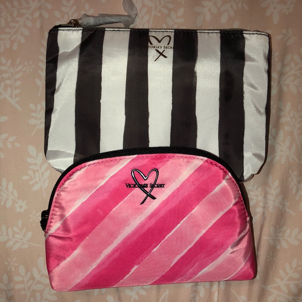 2 mini cosmetic pouches striped Victorias Secret New